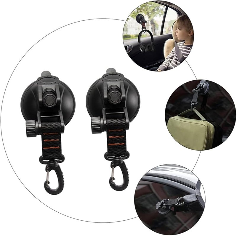 2 Pcs ABS Suction Hooks with Carabiner for Outdoor Travel Camping and Home Organization - Image 4
