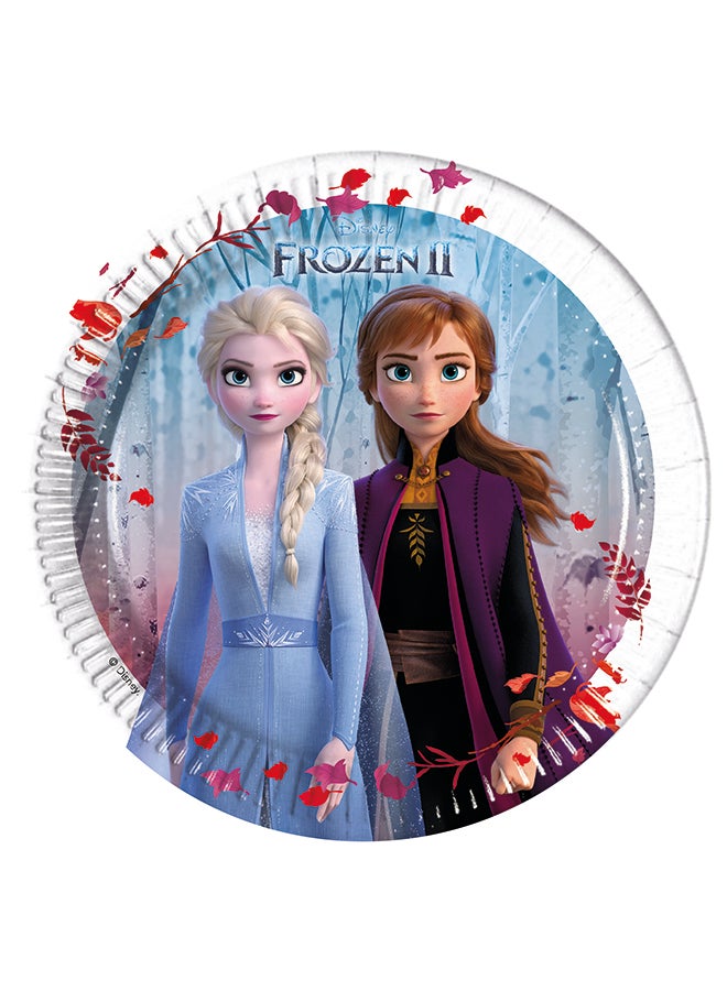 Ciao Disney Frozen II Paper Plates 20cm – Pack of 8 Round Disposable Party Plates with Elsa & Anna Design for Kids Birthday, Princess Party, Winter Theme Decorations & Cake Table Setup - Image 1