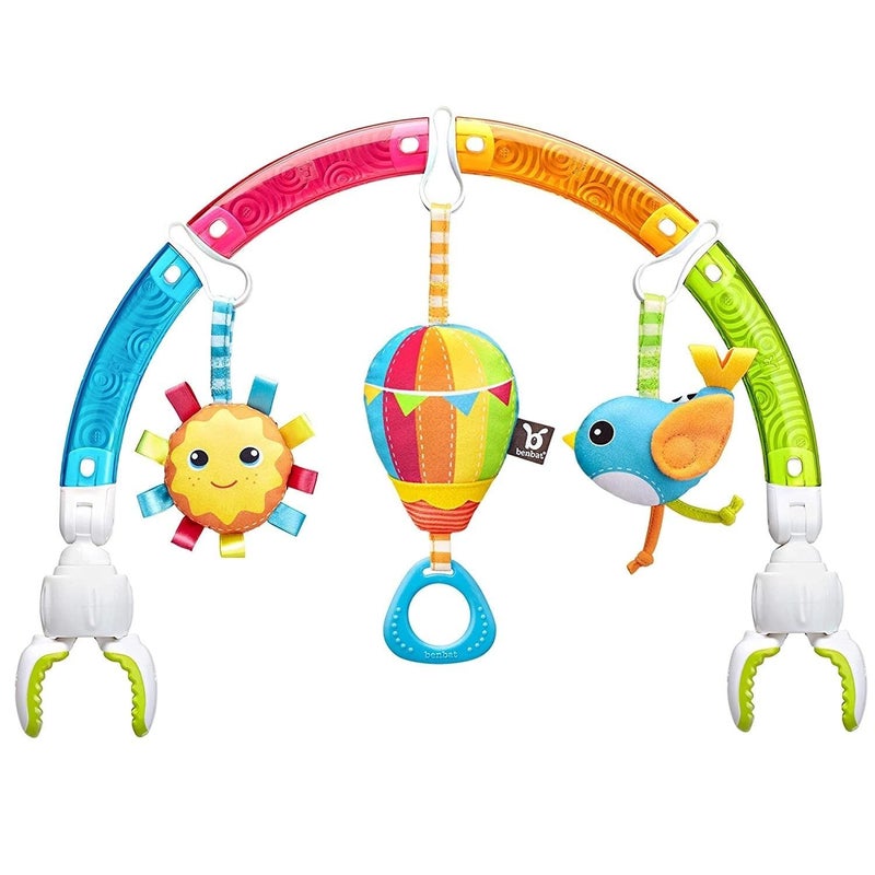 BENBAT Baby Stroller Arch Toy Rainbow Dazzle Friends Play Bar Fun Newborns Sensory Activity Adjustable for Bouncers and Car Seat
