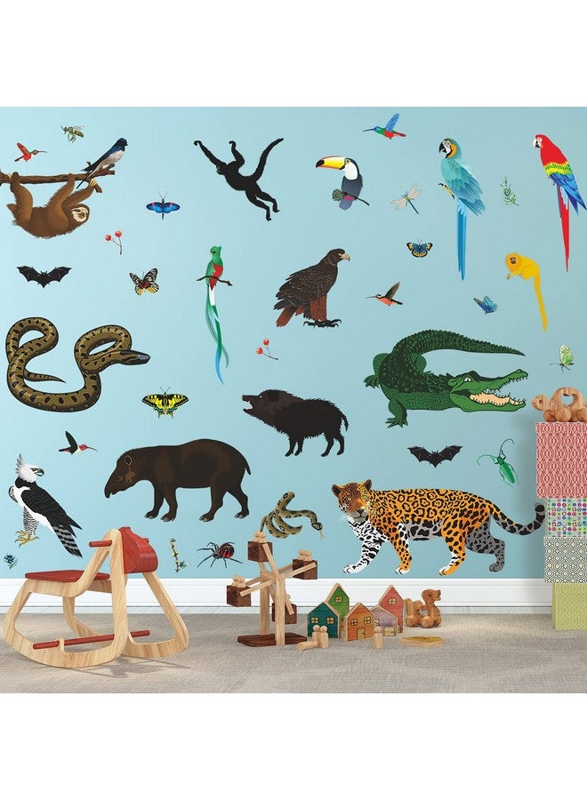 RAINBOW WSK Lifelike Bug Snake Animals Wall Decals Wild Safari Wall Stickers Monkey Leopard Crocodile Eagle Parrot Animals Wall Decor for Kids Bedroom Living Room Nursery - Image 1