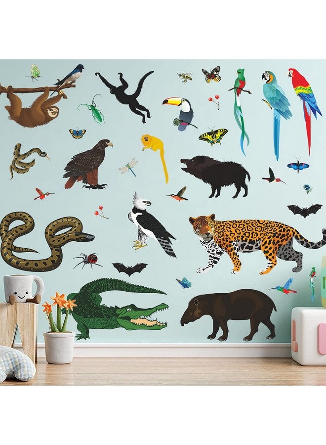 RAINBOW WSK Lifelike Bug Snake Animals Wall Decals Wild Safari Wall Stickers Monkey Leopard Crocodile Eagle Parrot Animals Wall Decor for Kids Bedroom Living Room Nursery - Image 4