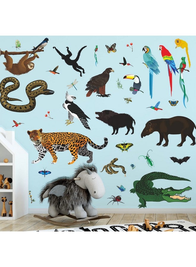 RAINBOW WSK Lifelike Bug Snake Animals Wall Decals Wild Safari Wall Stickers Monkey Leopard Crocodile Eagle Parrot Animals Wall Decor for Kids Bedroom Living Room Nursery - Image 3