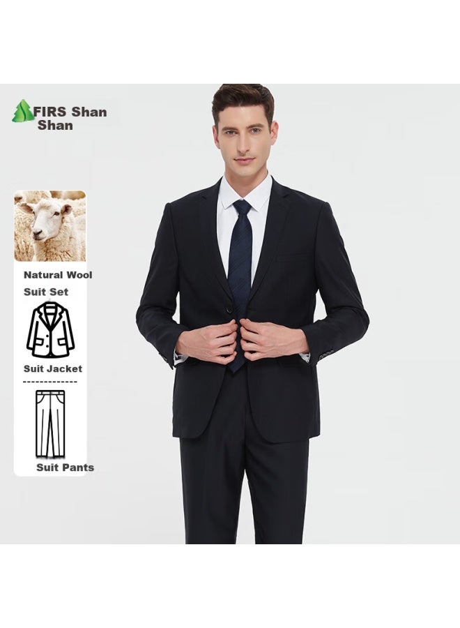 Firs 70% Wool Suit Set Men's Business Professional Slim Fit Suit Pants Suit Groom Wedding Dress Men's Wear - Image 1
