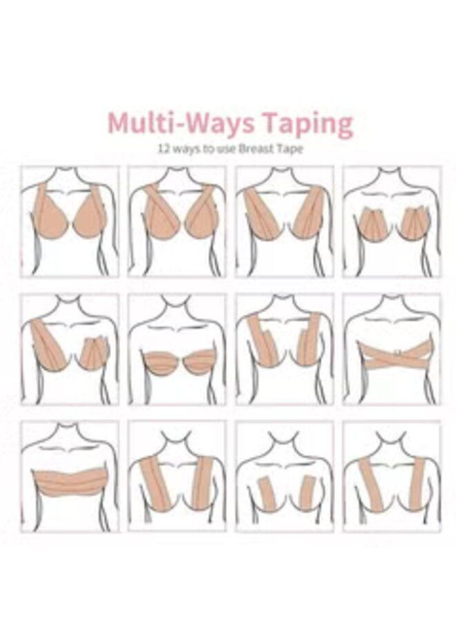 MARGOUN Elastic Cloth Exercise Tape Multifunctional Waterproof Body Tape Enhancement Tape Breathable Push Up Tape Bra Alternative 7.5cm Beige - Image 2