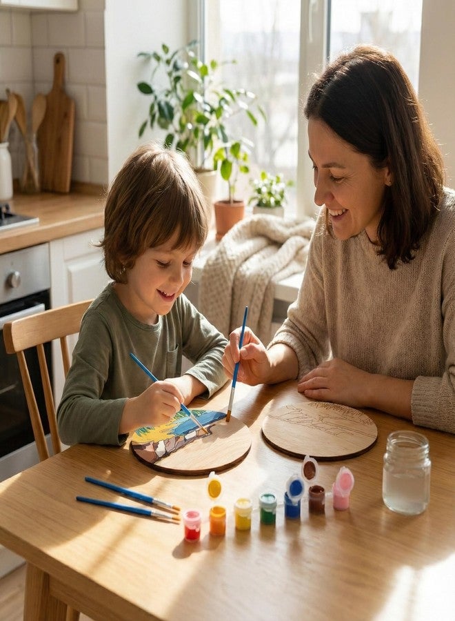 HOBBY INDIA Wooden Painting Kit Set for Kids & Adults | DIY Wall Decor Art & Craft | Round Tree Circle Coaster | Home & Office Hanging Decoration | Birthday Gift for Girls & Boys (Cliffs by The Sea) - Image 5