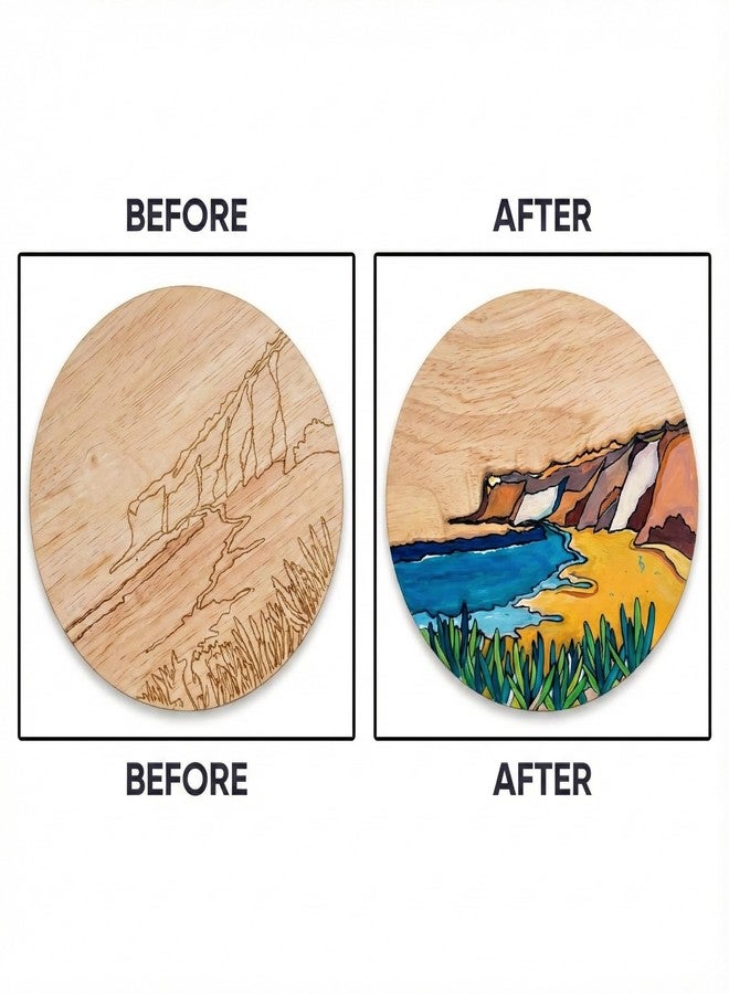 HOBBY INDIA Wooden Painting Kit Set for Kids & Adults | DIY Wall Decor Art & Craft | Round Tree Circle Coaster | Home & Office Hanging Decoration | Birthday Gift for Girls & Boys (Cliffs by The Sea) - Image 3