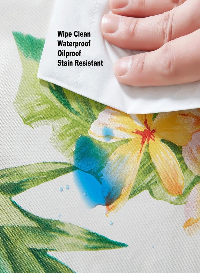 Newbridge Round Vinyl Flannel Backed Tablecloth, 70 Inch, Hawaii Tropical, Indoor/Outdoor Waterproof Table Party Table Cover, Palms and Pineapples - Image 4