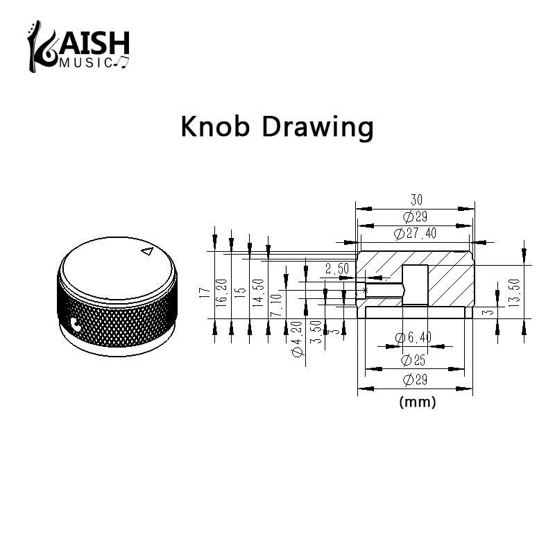 KAISH 2Pack 131630mm Diam Aluminium Potentiometer Knobs 14 Universal Metal Pot Knobs with Indicator and Set Screw for AMP AmplifierPower AmplifierPreamps Silver with Knurl Design - Image 3