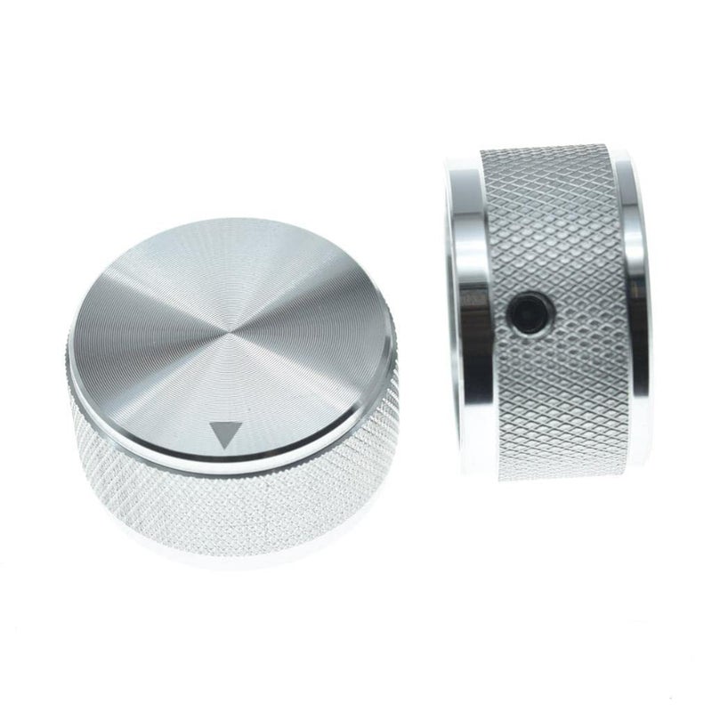KAISH 2Pack 131630mm Diam Aluminium Potentiometer Knobs 14 Universal Metal Pot Knobs with Indicator and Set Screw for AMP AmplifierPower AmplifierPreamps Silver with Knurl Design - Image 2