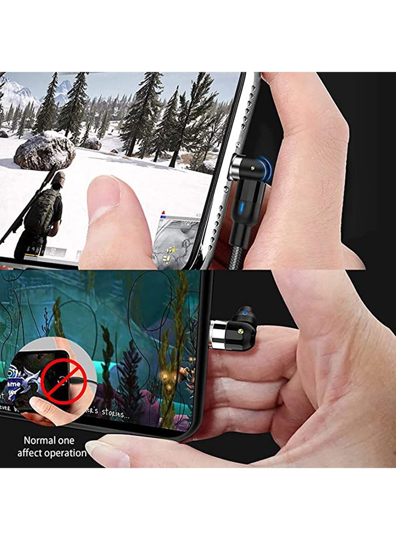 SYOSI Charging Cable 360° & 180° Rotation Type Charging Cable, Nylon Braided Led Weak Magnet Charger Cable Fit for Micro Type-c iPhone Cable, Nylon and Thick Copper Core Black - Image 2