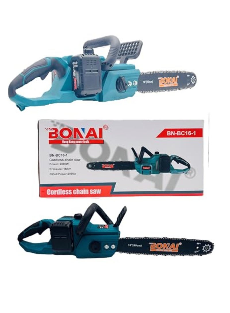 منشار كهربائي لاسلكي بقدرة 2800 وات وبطارية 168 فولت فهرنهايت بسعة 7.0 أمبير وخفيف الوزن للمناظر الطبيعية والبستنة والصيانة العامة للساحات (BN-BC16-1)