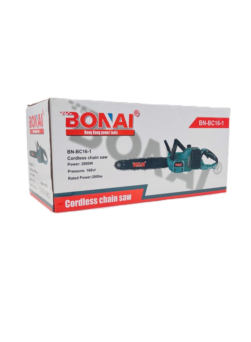 منشار كهربائي لاسلكي بقدرة 2800 وات وبطارية 168 فولت فهرنهايت بسعة 7.0 أمبير وخفيف الوزن للمناظر الطبيعية والبستنة والصيانة العامة للساحات (BN-BC16-1)