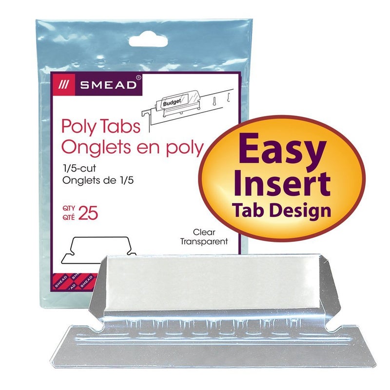 Smead Poly Tab 1/5 Cut Tab, Clear, 25 Per Pack (64600) - Image 2