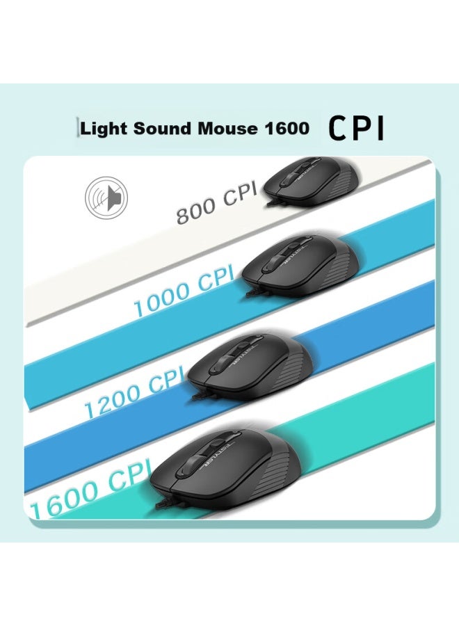 A4tech F1010q 104-key Wired Keyboard And Mouse Set, Quiet Office Laptop Desktop Computer Quiet Typing Membrane Keyboard And Mouse Set, Space Gray - Image 5