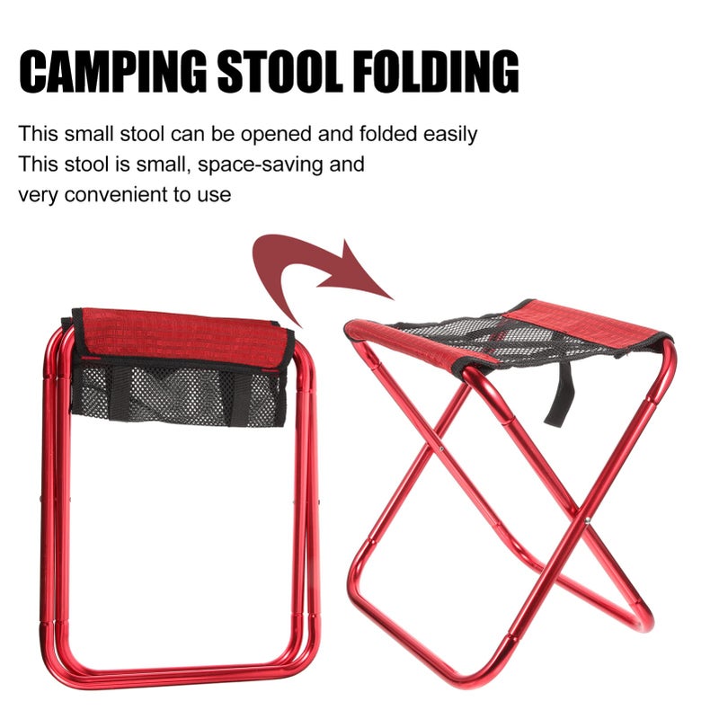 Lightweight Portable Folding Stool Compact Camping Chair For Outdoor Fishing BBQ Picnic Red - Image 4