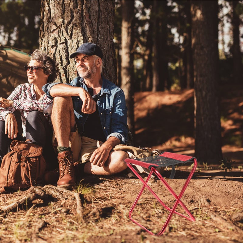Lightweight Portable Folding Stool Compact Camping Chair For Outdoor Fishing BBQ Picnic Red - Image 5