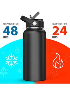 Arabest 40oz Modern Double Vacuum Stainless Steel Water Bottle Black  - Image 2