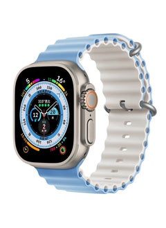 Ocean Silicone Rubber Watch Band Strap for Apple Watch Ultra 42mm/44mm/45mm/49mm Dual Colored Blue/White 