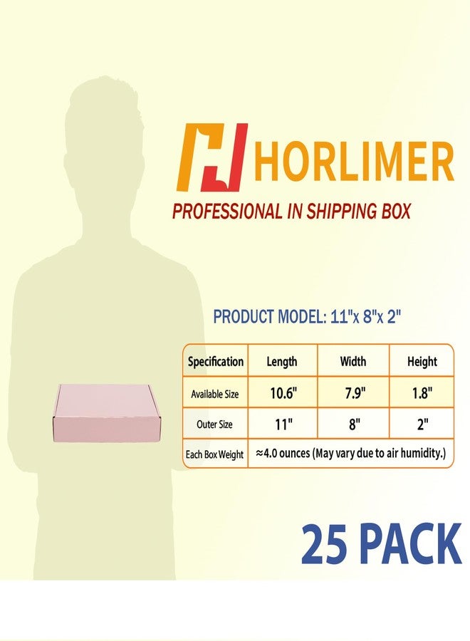 HORLIMER مجموعة صناديق شحن هورليمر، مقاس 11×8×2 بوصة، 25 صندوقًا، صندوق هدايا من الورق المقوى الوردي المموج للتعبئة والشحن، مناسب للشركات الصغيرة - Image 2