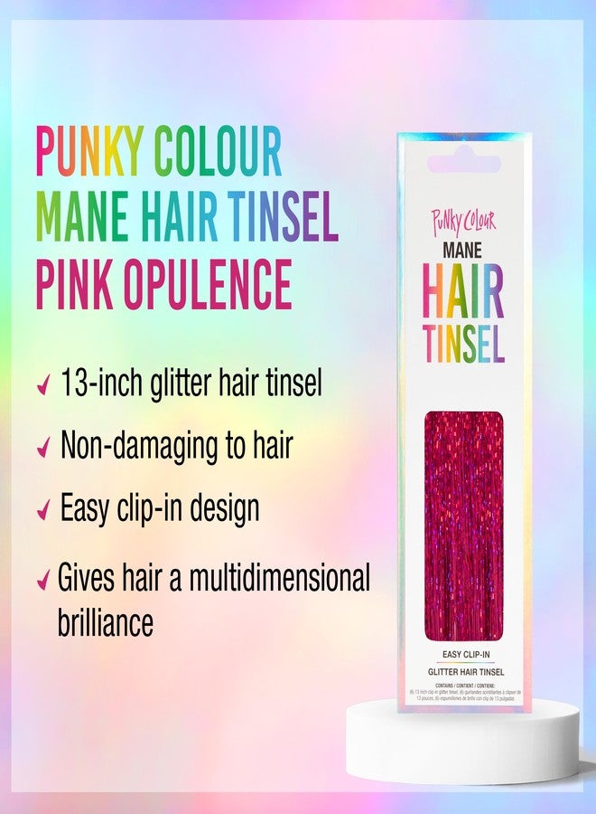Punky Mane Hair Tinsel - Pink Opulence, 13-inch Glitter Fairy Tinsel Hair Extensions, Easy Clip-In Strands for Parties & Special Occasions, Heat Resistant, 6 Pieces, 1-pack - Image 2