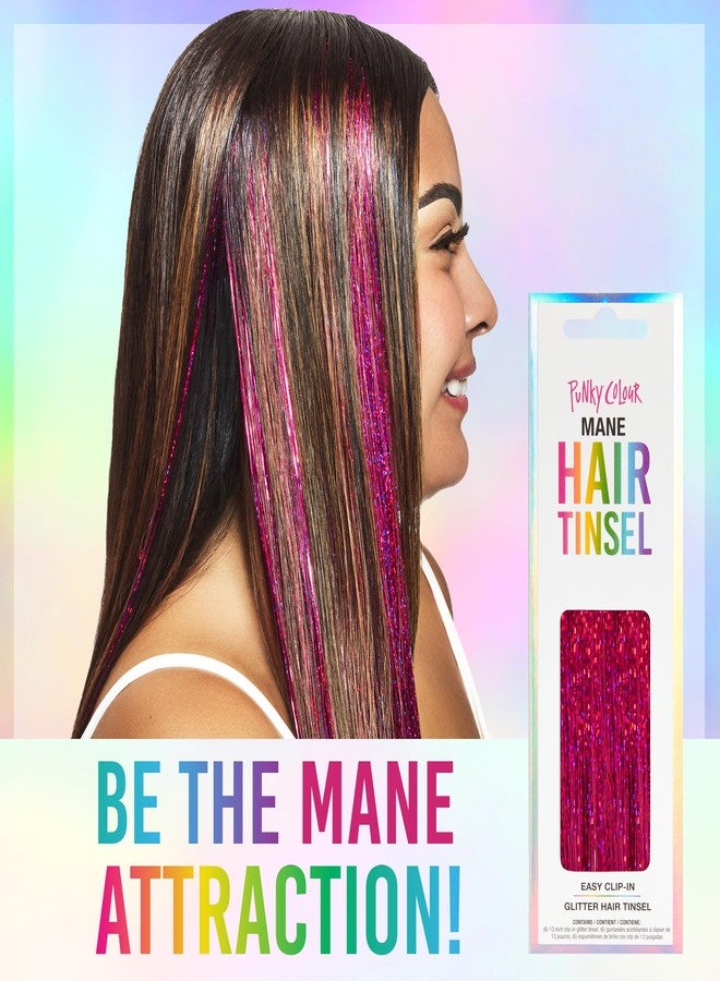 Punky Mane Hair Tinsel - Pink Opulence, 13-inch Glitter Fairy Tinsel Hair Extensions, Easy Clip-In Strands for Parties & Special Occasions, Heat Resistant, 6 Pieces, 1-pack - Image 3
