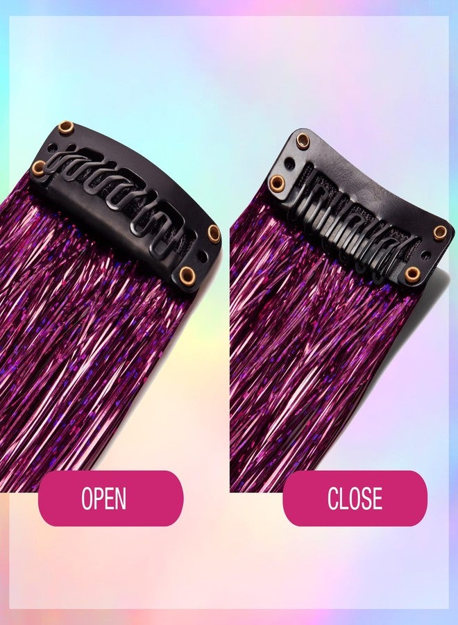 Punky Mane Hair Tinsel - Pink Opulence, 13-inch Glitter Fairy Tinsel Hair Extensions, Easy Clip-In Strands for Parties & Special Occasions, Heat Resistant, 6 Pieces, 1-pack - Image 5
