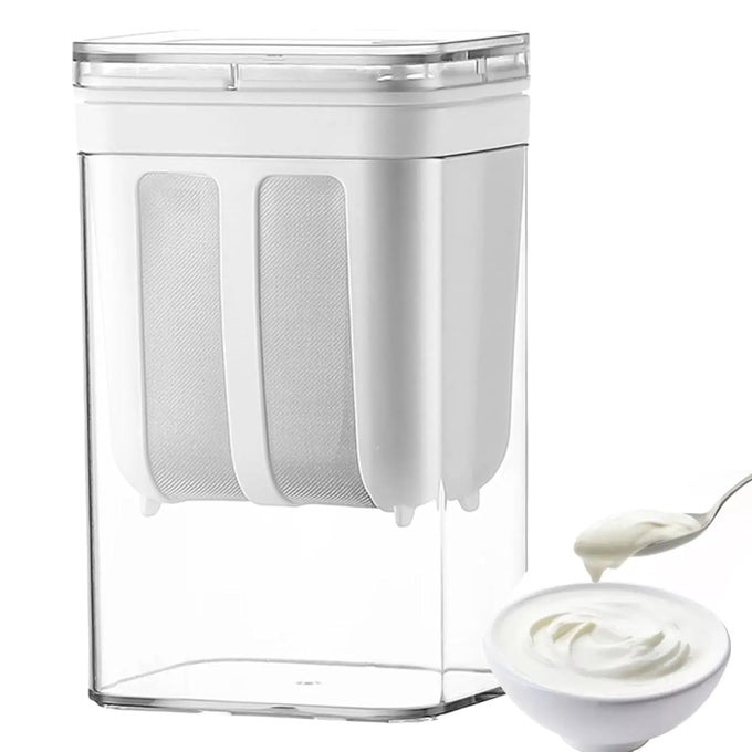 GREEK YOGURT MAKER STRAINER, 1100ML FINE MESH CURD STRAINER WITH LID, MULTIFUNCTIONAL YOGURT FILTER FOR HOME, HOMEMADE YOGURT, CHEESE, THICK GREEK YOGURT, SOYBEAN MILK, PANEER (YOGURT STRAINER)