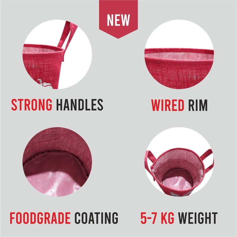 A&A Vegetable Jute Baskets For Storage - Natural & Biodegradable Jute (Red) - Image 4