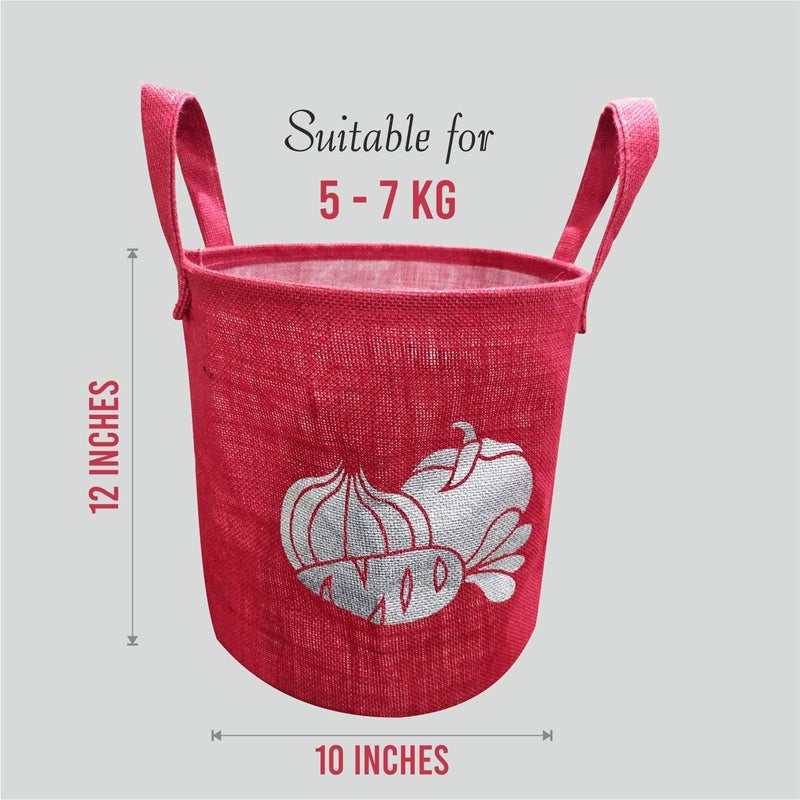 A&A Vegetable Jute Baskets For Storage - Natural & Biodegradable Jute (Red) - Image 3