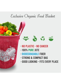 A&A A&A Vegetable Jute Baskets For Storage - Natural & Biodegradable Jute (Red)  - Image 2