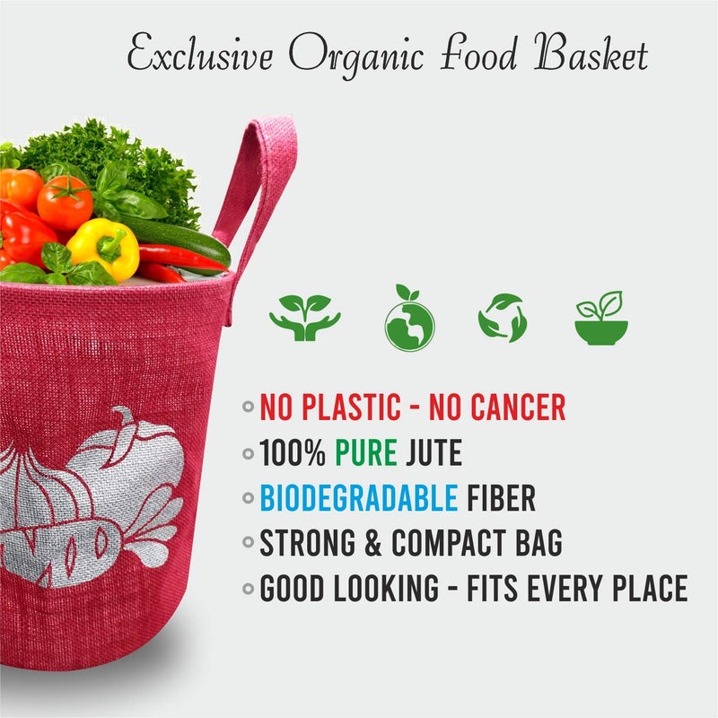 A&A Vegetable Jute Baskets For Storage - Natural & Biodegradable Jute (Red) - Image 2