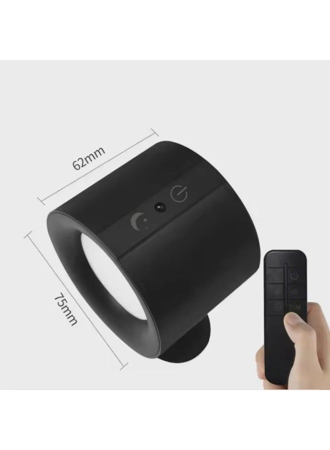 LED Reading Lights, Wall Mounted Sconces Battery Magnetic Ball 360°Rotation Remote &Touch Control, Black - Image 1