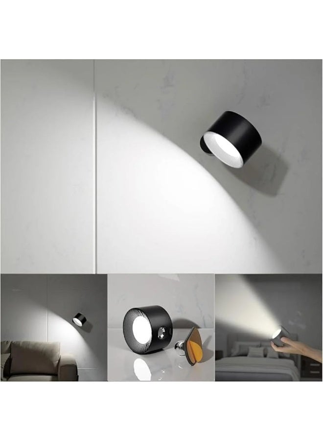 LED Reading Lights, Wall Mounted Sconces Battery Magnetic Ball 360°Rotation Remote &Touch Control, Black - Image 2