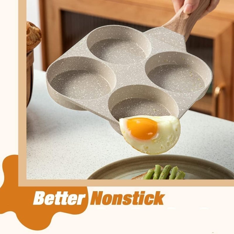 Shreya Store Four-Cup Fried Egg Pan, Medical Stone Non-Stick Frying Pan for Breakfast, Divided Egg Skillet Suitable for Gas Stove and Induction Cooker  - Image 3