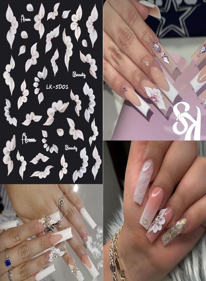 VOTACOS 6 Sheets Flower Nail Stickers for Nail Art 5D Embossed Engraved Nails Decals 3D Spring Nails Supplies Accessories Self-Adhesive DIY Design Decoration for Women and Girls - Image 2