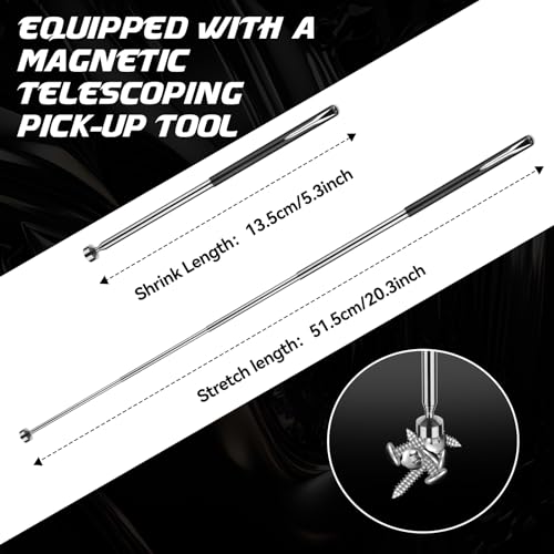 DISEN Upgraded Double Jointed Extra Long Flex Head Ratchet Wrench Set, 6 PCS Metric 8-19mm Box End Ratcheting Wrench set with Magnetic Pickup Tool, 72-Teeth, Cr-V Steel,12 Point, Grey Nickel - Image 5