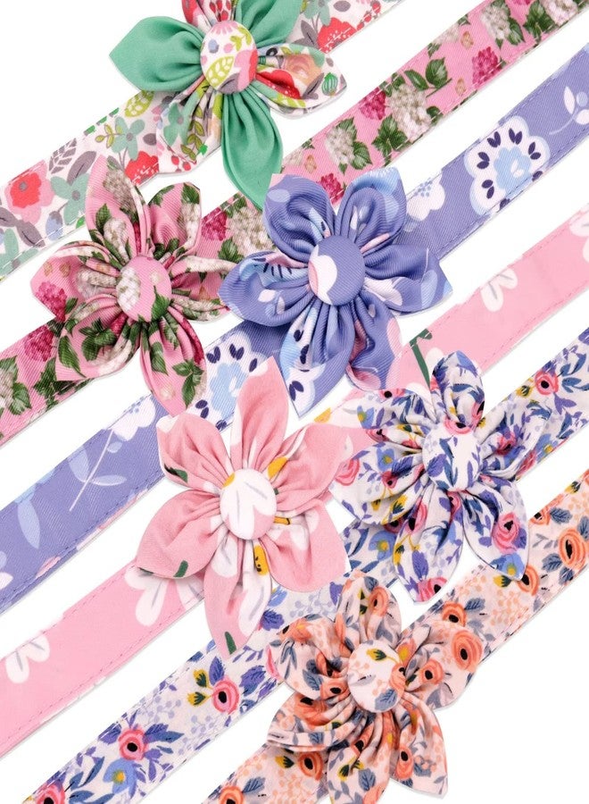 Beirui Cute Girl Dog Collar and Leash Set for Female Dogs- Floral Dog Collar with Flower for Small Medium Large Dogs Puppy, L:Neck 15-24", Leash 5FT, Pink-2 - Image 2