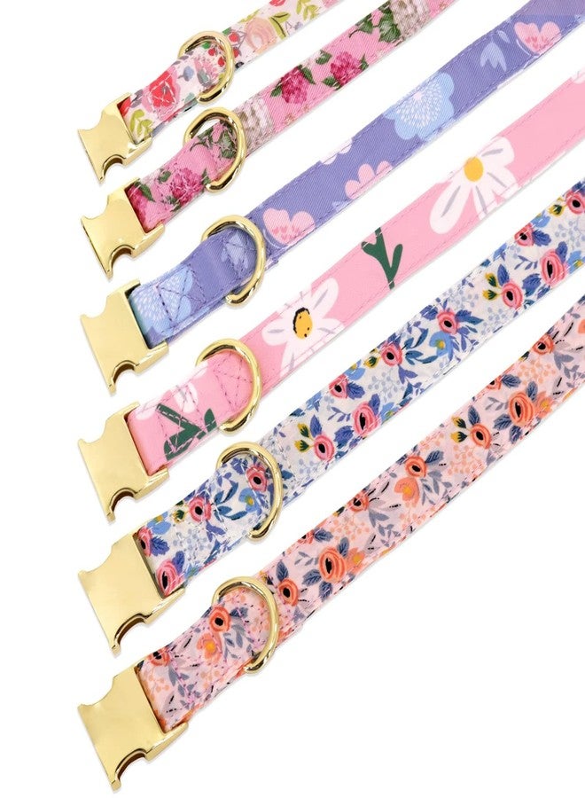 Beirui Cute Girl Dog Collar and Leash Set for Female Dogs- Floral Dog Collar with Flower for Small Medium Large Dogs Puppy, L:Neck 15-24", Leash 5FT, Pink-2 - Image 3