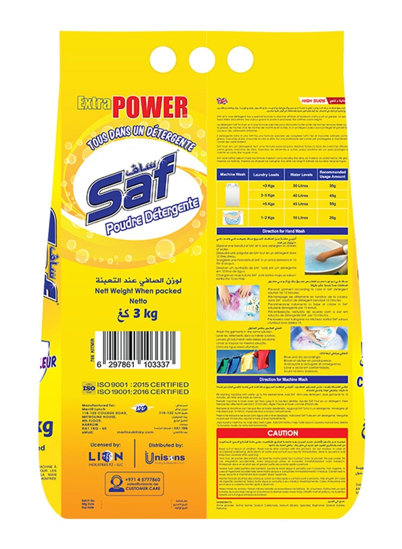 SAF Detergent Powder Yellow 3KG (Pack of 3) – Powerful Stain Removal & Long-Lasting Freshness for Clothes – Ideal for Heavy Loads & Daily Use  - Image 2