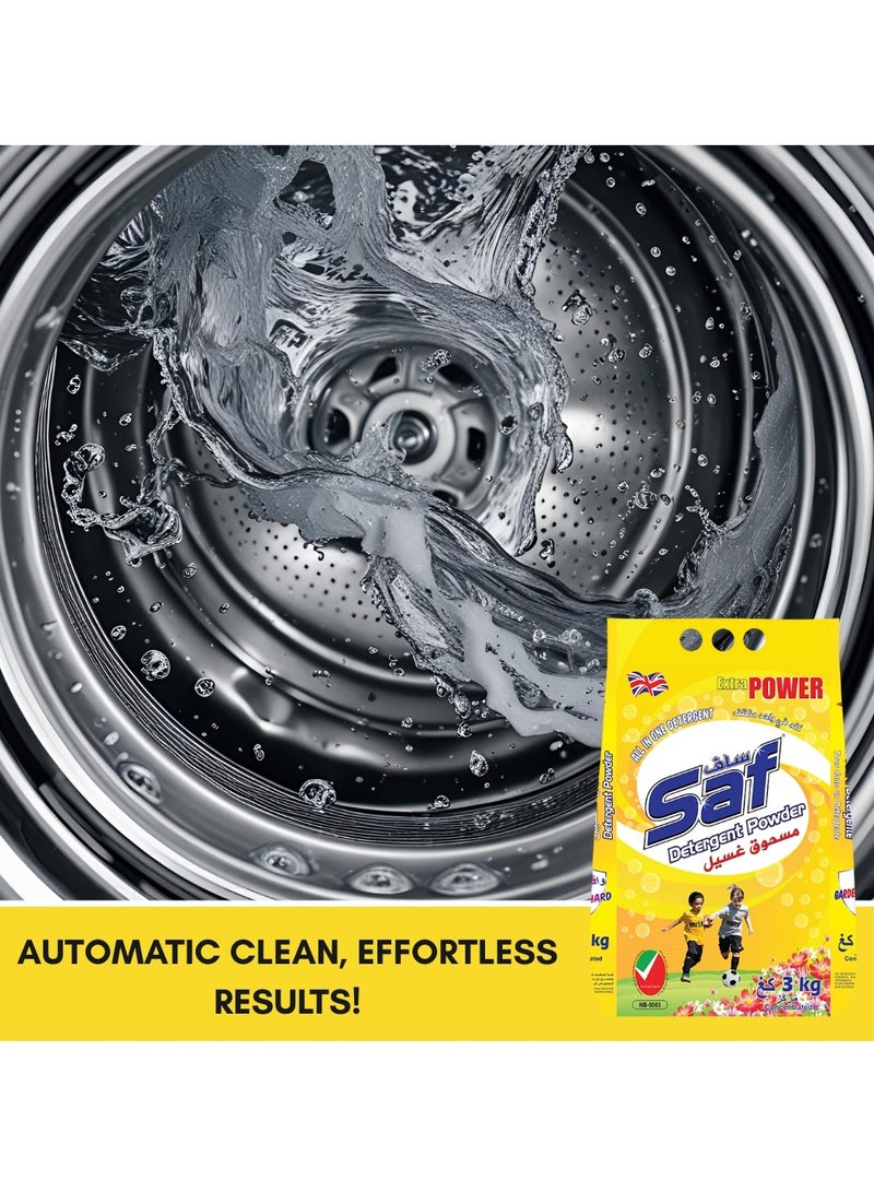 SAF Detergent Powder Yellow 3KG (Pack of 3) – Powerful Stain Removal & Long-Lasting Freshness for Clothes – Ideal for Heavy Loads & Daily Use  - Image 4