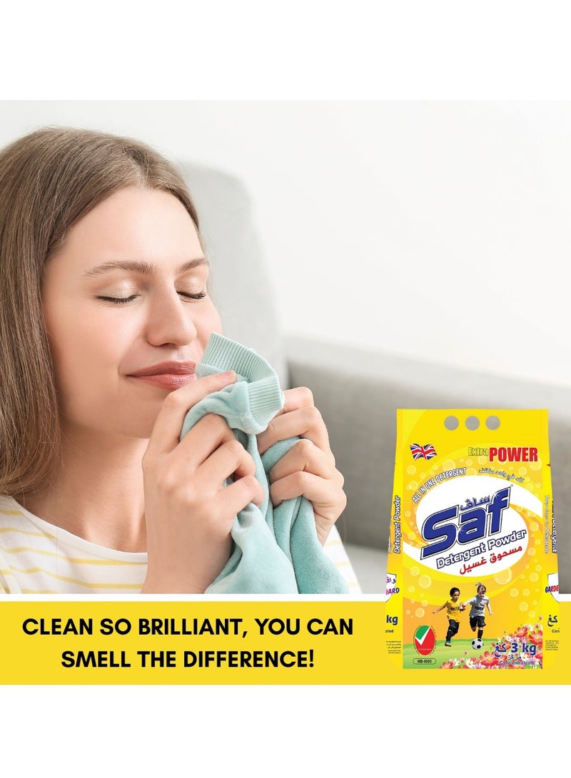 SAF Detergent Powder Yellow 3KG (Pack of 3) – Powerful Stain Removal & Long-Lasting Freshness for Clothes – Ideal for Heavy Loads & Daily Use  - Image 5