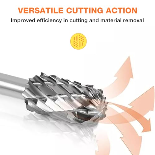 Serplex® Tungsten Carbide Rotary Burr Set for Dremel, 10pcs Carbide Double Cut Carving Burr Bits with 1/8" Shank Rotary Tool Accessories for Woodworking, Engraving, Drilling, Steel Metal Working - Image 3