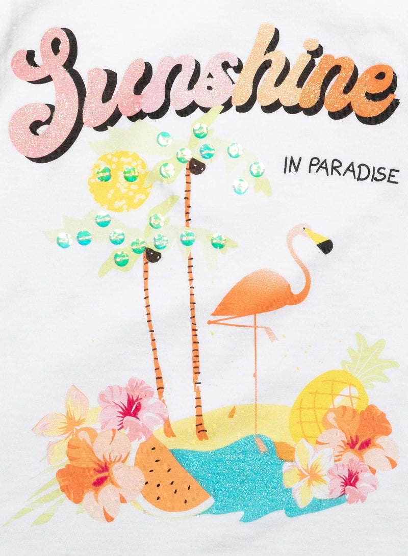 MINOTI Girls Sleeveless Cotton Top with Print and Frill Trim - Image 3