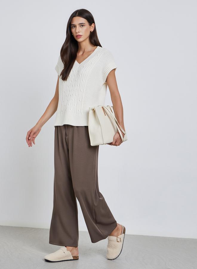 Styli White Cable Knit Sleeveless Sweater - Image 2