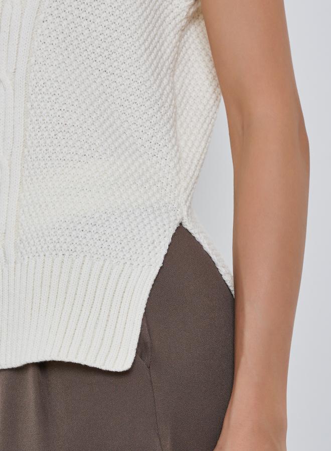 Styli White Cable Knit Sleeveless Sweater - Image 3