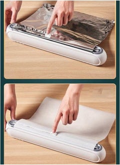 Beauenty Magnetic Reusable Plastic Wrap Dispenser with Slide Cutter and Storage Rack for Cling Film and Foil  - Image 4