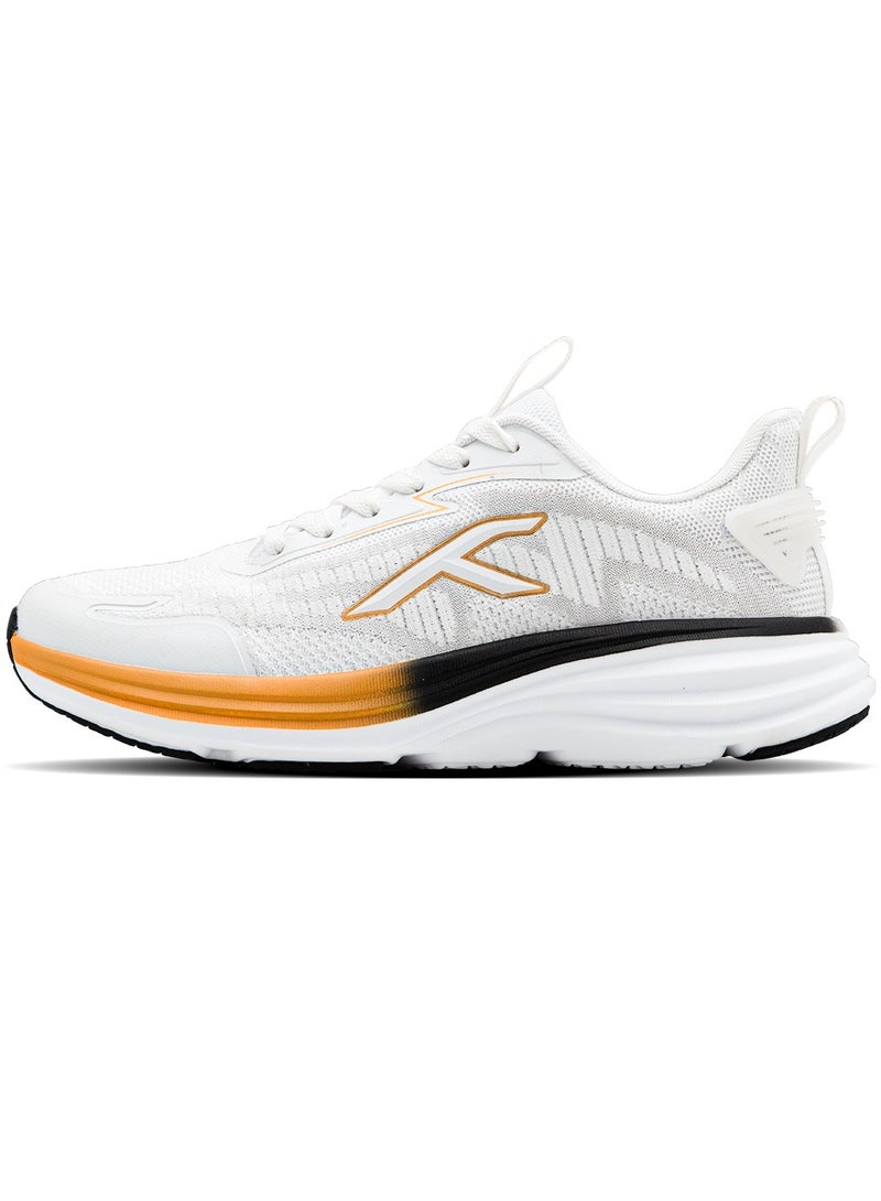 HUNDRED Hundred Softstride  Multipurpose Shoes | Running, Walking, Training, Gym & Jogging | Active Grip Rubber Technology | Heel Shield Protection (White/Gold/Black - EUR 42)  - Image 1
