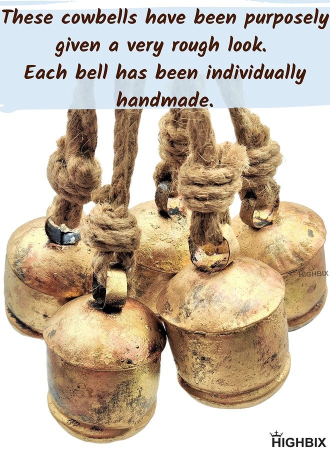 HIGHBIX 10cm Large Rustic Vintage Lucky Round Cow Bells On Rope Wall Hanging Décor (5) - Image 4