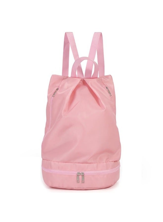 GGEROU Gym Backpack Waterproof Swimming Backpack with Shoe Compartment & Wet Pocket, Sports Travel Backpack Small Gym Bag Pink - Image 1