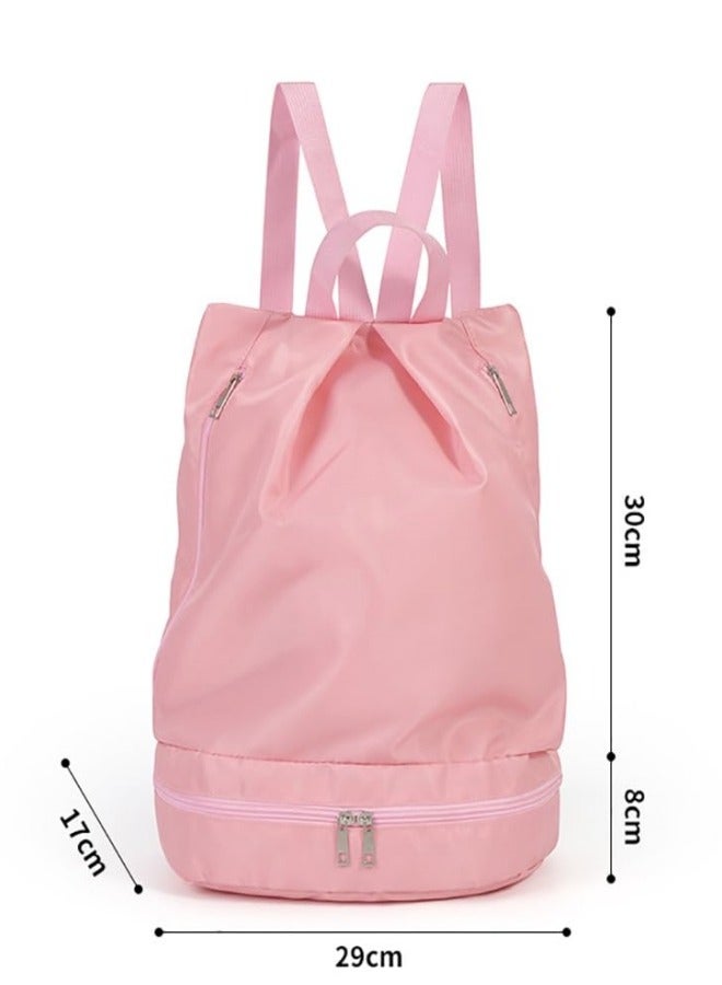 GGEROU Gym Backpack Waterproof Swimming Backpack with Shoe Compartment & Wet Pocket, Sports Travel Backpack Small Gym Bag Pink - Image 2